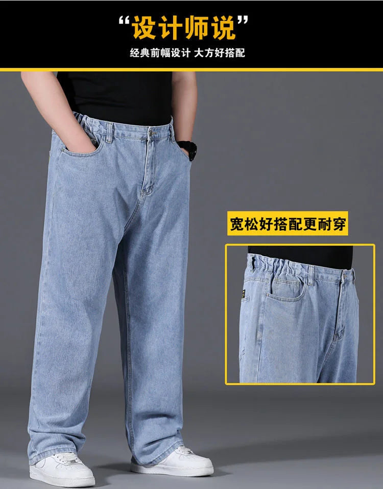 10XL Oversize Wide Legs Jeans Men Soft Cotton Cargo Jeans Plus Size Baggy Men's Trousers Fashion Streetwear Working Jeans Man - Premium Kiosk