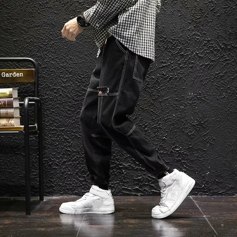 2024 New Men Streetwear Hip Hop Cargo Pants Mens Jeans Elastic Harem Joggers Pants Autumn Spring Trousers Men Clothing S-4XL - Premium Kiosk