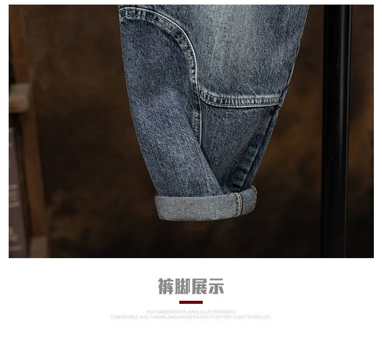 2023 Spring and Autumn New Classic Fashion With Solid Color Cargo Jeans Men Casual Loose Comfortable High Quality Pants 28-36 - Premium Kiosk
