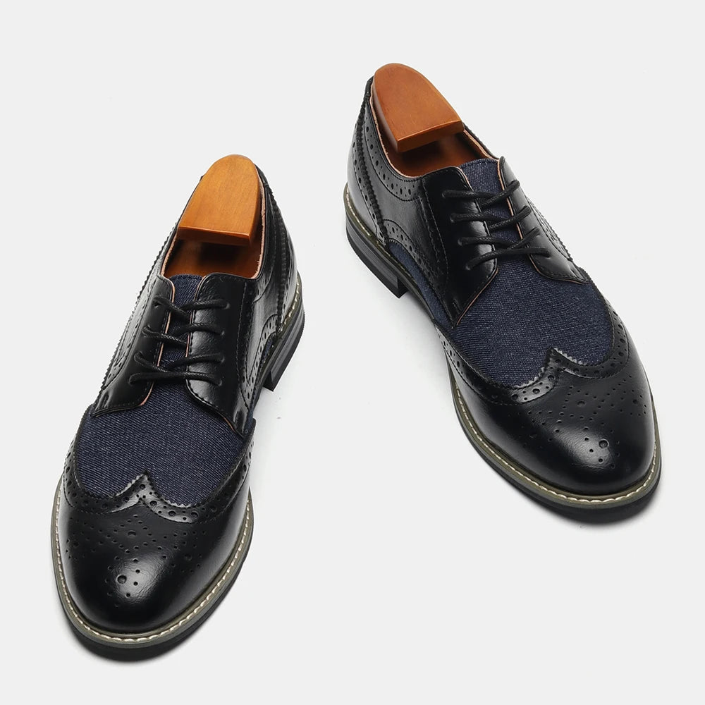 2025 New Brogue Dress Shoes Man Wedding Leather Social Shoe Male