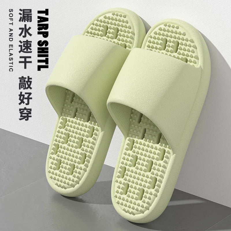 2025New Bathroom slippers for women: Quick-drying, anti-slip, hollowed-out, comfortable to step on, massage for couples, for men - Premium Kiosk