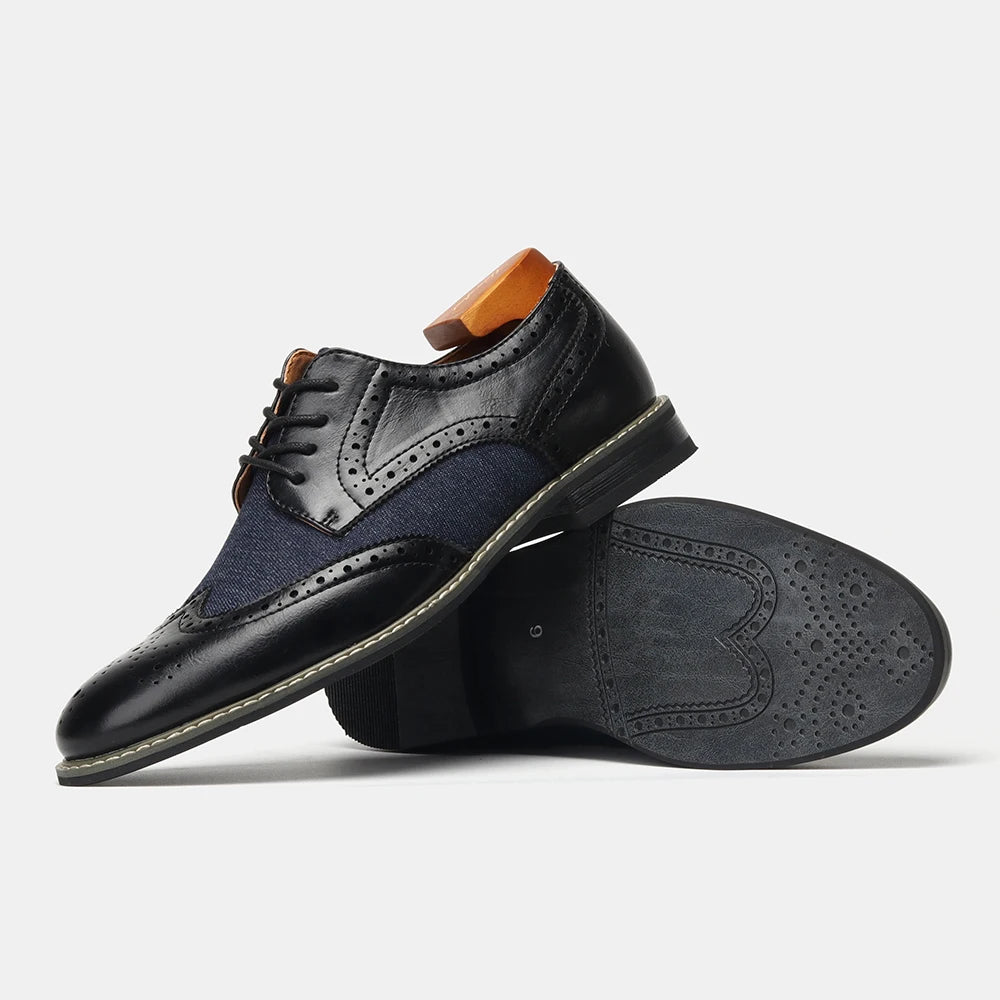 2025 New Brogue Dress Shoes Man Wedding Leather Social Shoe Male