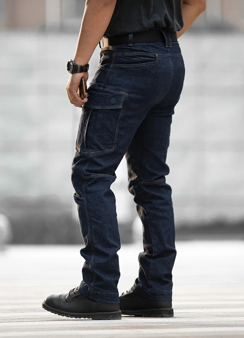 Men's Tactical Jeans Military Denim Cargo Pants Multi-pocket Elastic Casual Work Trousers Outdoor Combat Training Hiking Pants - Premium Kiosk
