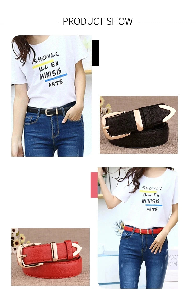 Women's Trousers Belt Leather Trend White Belt Fashion High Quality Trouser Belts Solid Vintage Pin Buckle Ladies Strap LB2146-