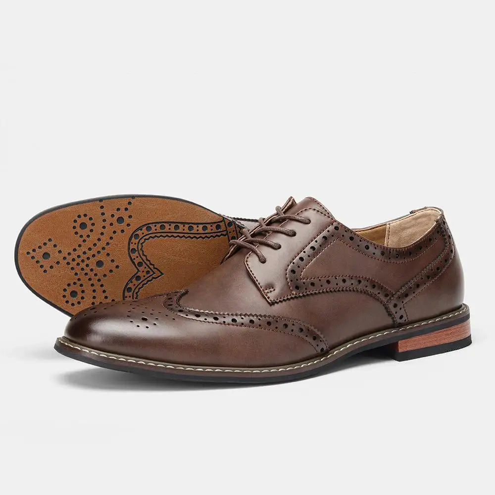 2025 New Brogue Dress Shoes Man Wedding Leather Social Shoe Male
