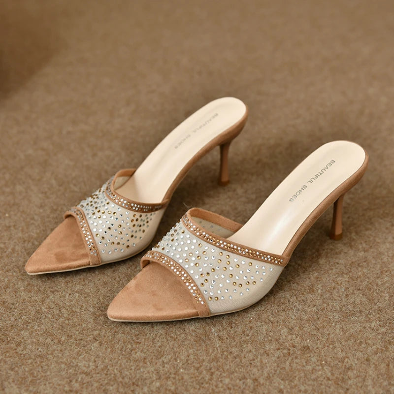 2025 Women'S Slippers Women'S High Heeled Slippers Beach Shoes High Clear Jelly Sandals for Women Rhinestones Sandals for Women - Premium Kiosk