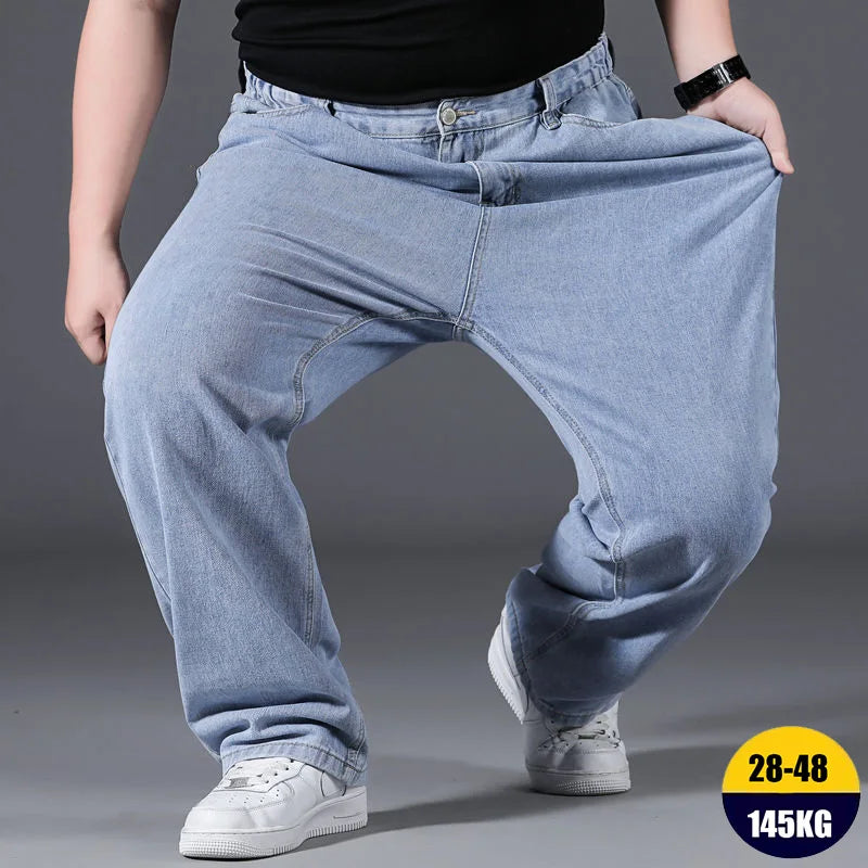 10XL Oversize Wide Legs Jeans Men Soft Cotton Cargo Jeans Plus Size Baggy Men's Trousers Fashion Streetwear Working Jeans Man - Premium Kiosk