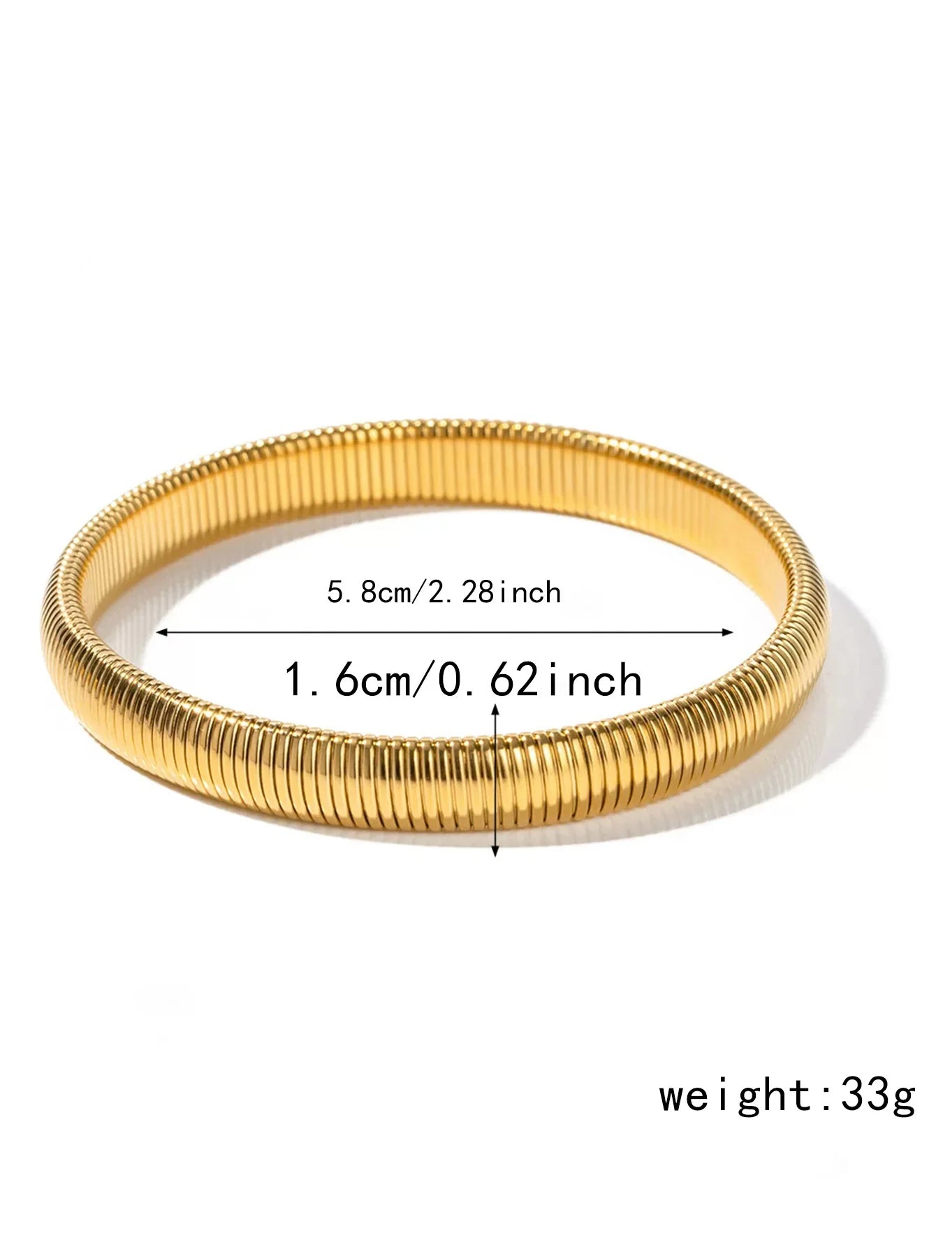 Yupsk Waterproof Stainless Steel Retro Elasticity Thick Metal Polish Bracelet 18K Gold Plated Fashion Jewelry for Men Women