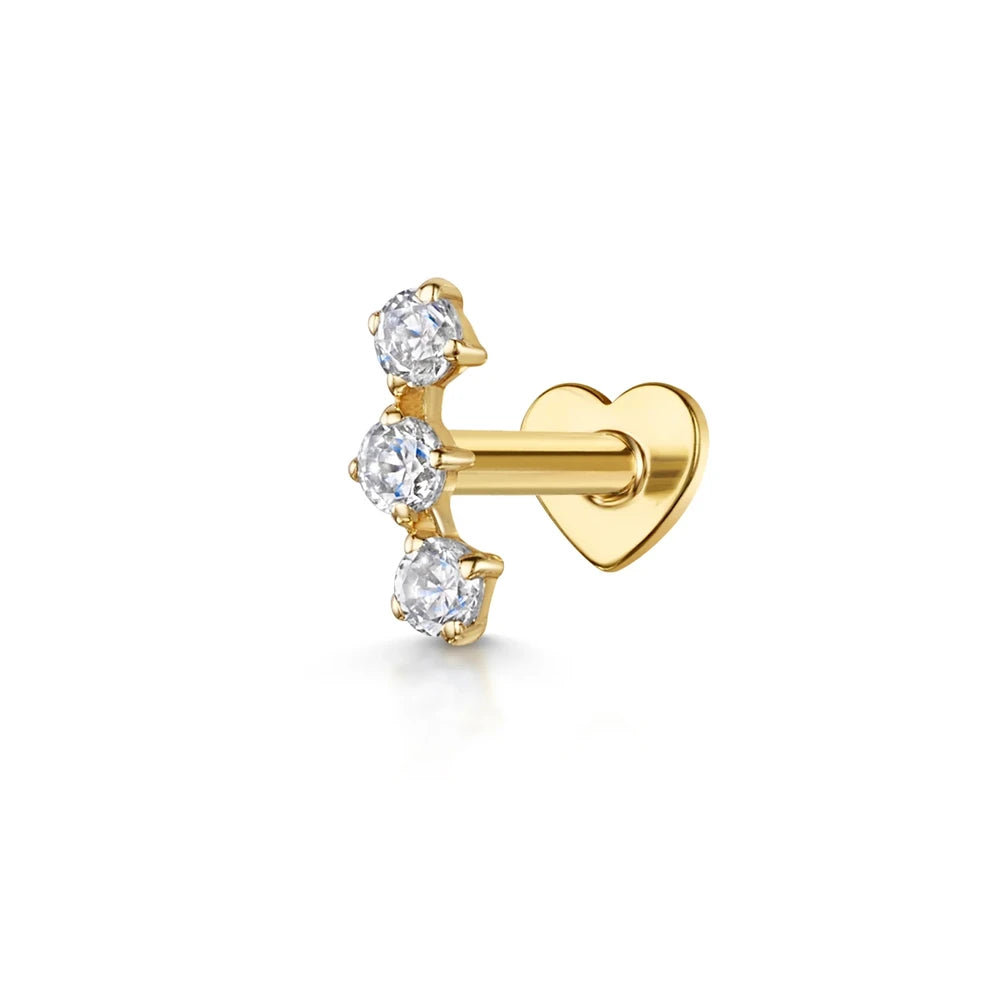 AIDE Heart Round Ball Flat Helix Piercing Earring 925 Sterling Silver Ear Studs Geometric Zircon Exquisite Trinket Studs Aretes
