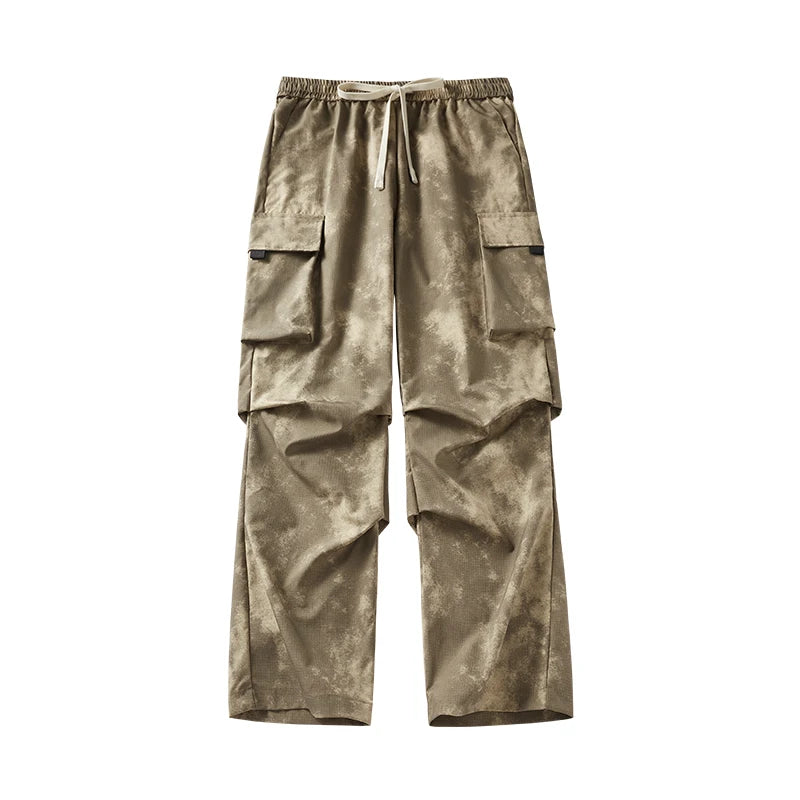 Casual Cargo Pants Man's High Waist Drawstring Baggy Pants Fashion High Street Straight Loose Workwear Trousers Trend Streetwear - Premium Kiosk