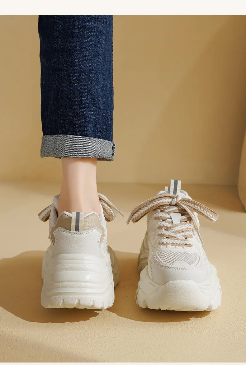 Women's thick bottom daddy shoes summer breathable mesh small white shoes girls casual shoes heightened thin sports board shoes