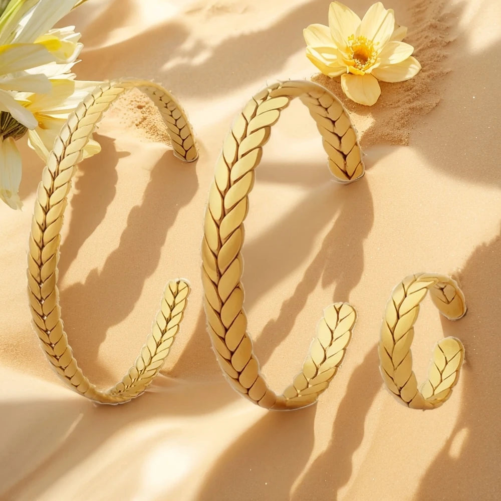 Women's Bracelet Ring Set Retro Style Adjustable Stainless Steel Fashion Versatile Jewelry Accessories