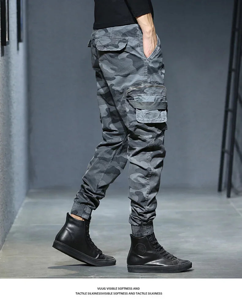 2025 Cargo Joggers Pants Men Casual Hiphop MultiPocket Male Trousers Sweatpants Streetwear Tactical Track KhakiCamouflage Pants - Premium Kiosk