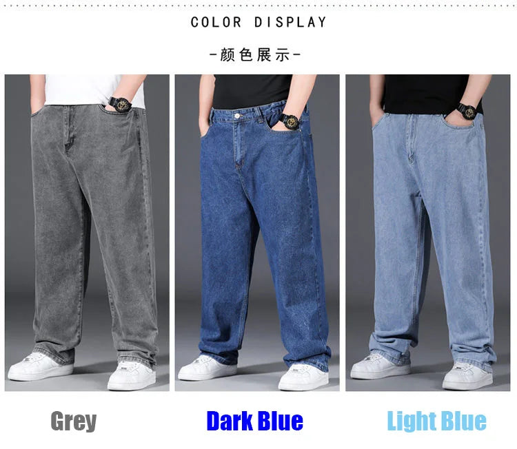 10XL Oversize Wide Legs Jeans Men Soft Cotton Cargo Jeans Plus Size Baggy Men's Trousers Fashion Streetwear Working Jeans Man - Premium Kiosk