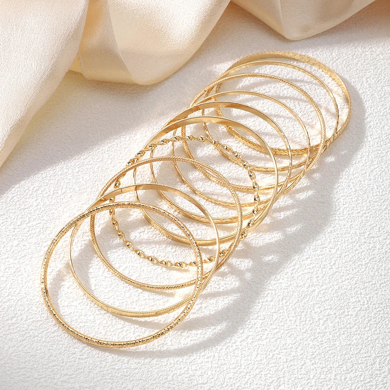 1Set Retro Boho Multi-layer Stacking Bracelets Set For Women Girls Versatile Bracelets Jewelry Accessories Gifts