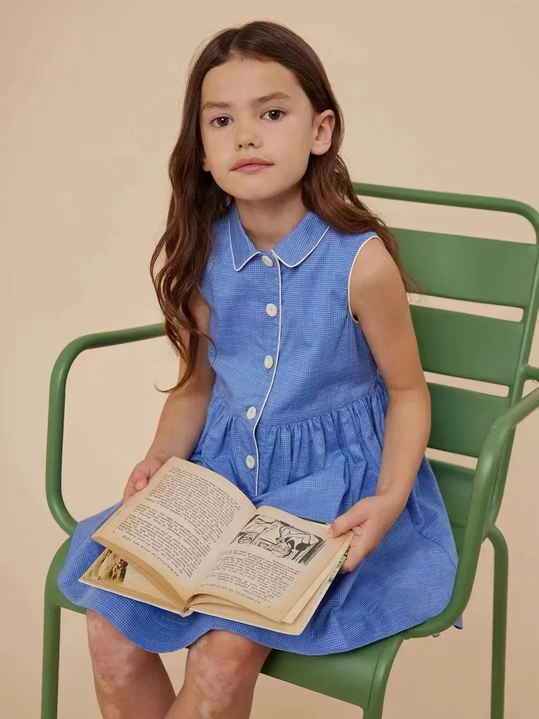 2025 New Kids Clothes Daily Wear Smocked Girls Dress Cotton ChildrenVacation Outfits Summer Casual Green Dresses Matching