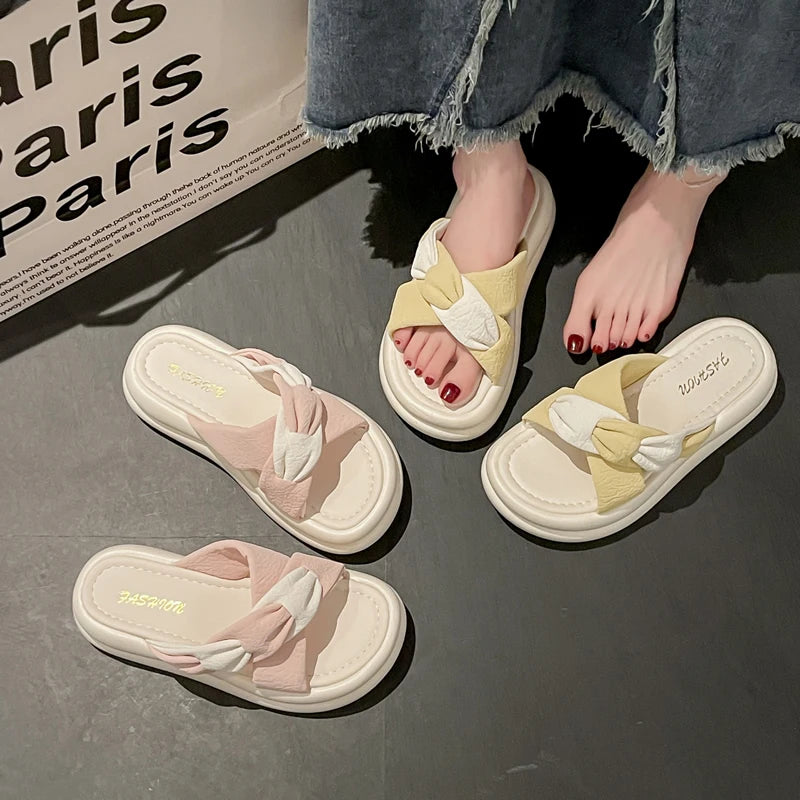 Women's Slippers Fashion Spring and Summer Outdoor Color-blocking Fashion, Versatile and Trendy Brand Flat Anti-slip Sandals - Premium Kiosk