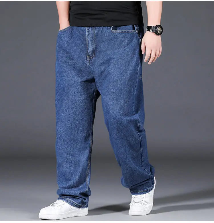 10XL Oversize Wide Legs Jeans Men Soft Cotton Cargo Jeans Plus Size Baggy Men's Trousers Fashion Streetwear Working Jeans Man - Premium Kiosk