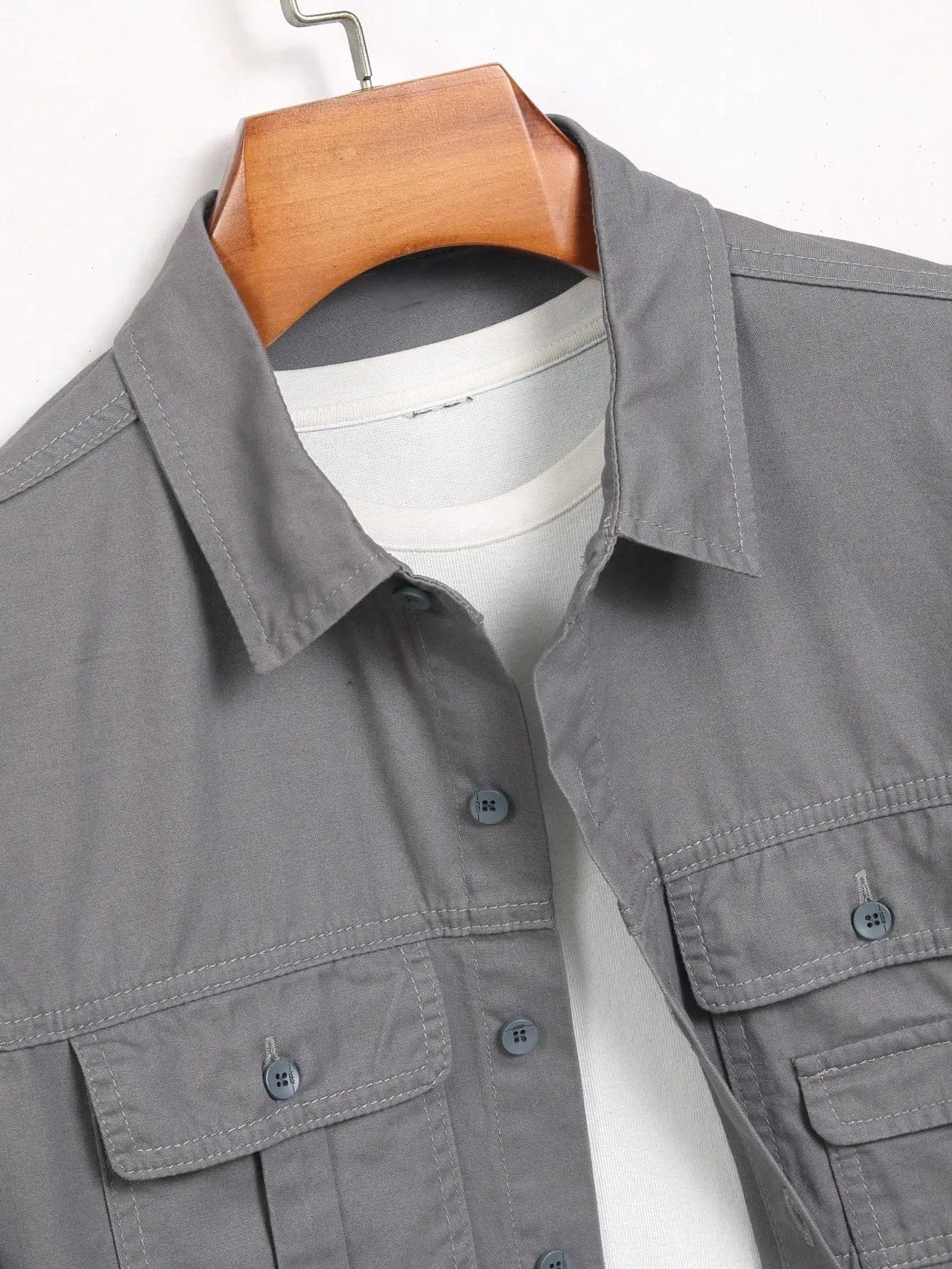 Men's workwear - style shirt for spring and autumn. Tailored fit. For daily casual wear. Trendy and minimalist.