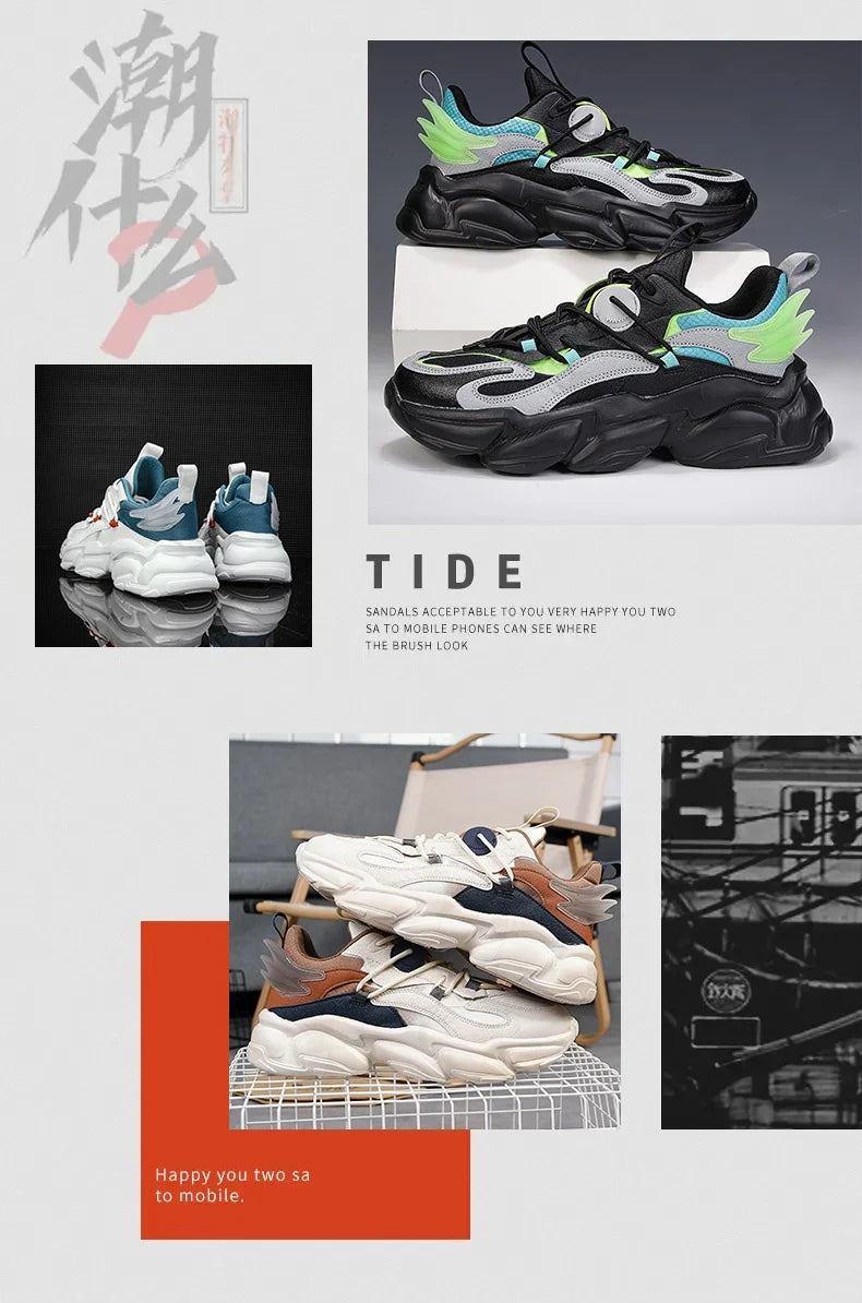 2025 new fashion platform daddy shoes men's ins port fashion shoes male personality popular leisure running shoes