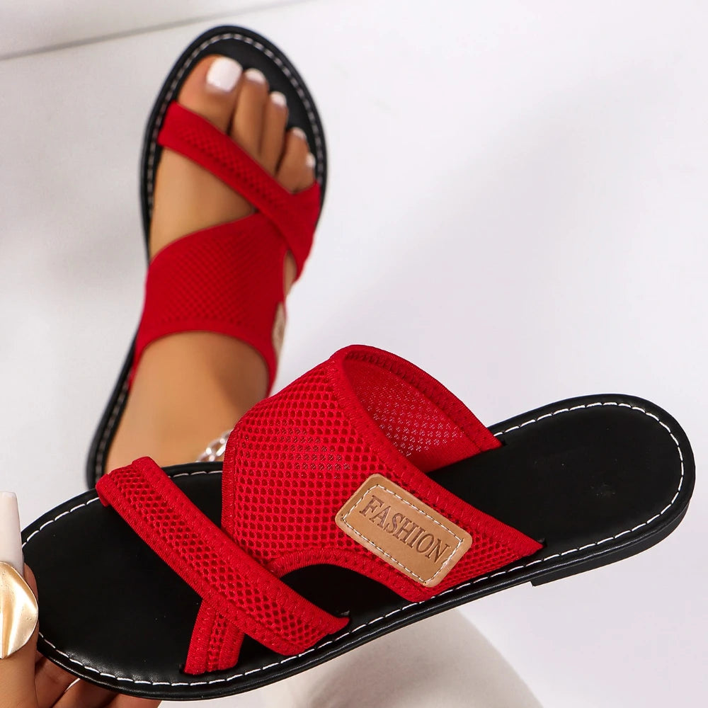 Women's Slippers 2025 New Fashion Open Toe Solid Comfort Sandals Casual Sliding Outdoor Beach Slide Women's Shoes Flip Flops - Premium Kiosk
