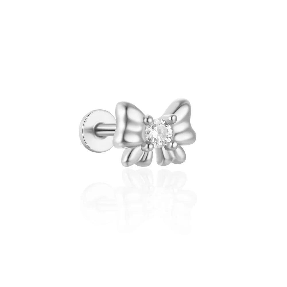 AIDE Heart Round Ball Flat Helix Piercing Earring 925 Sterling Silver Ear Studs Geometric Zircon Exquisite Trinket Studs Aretes