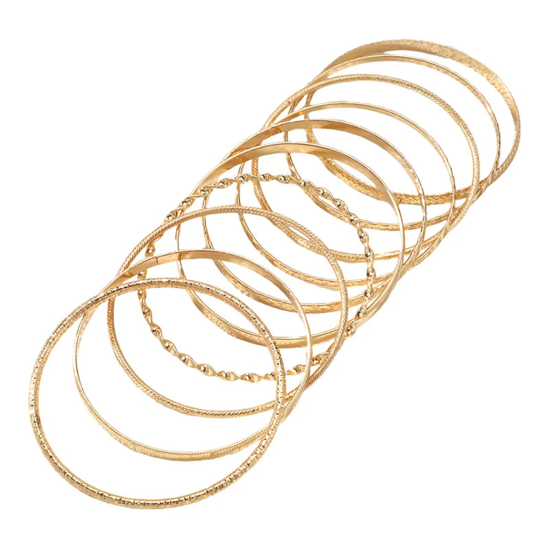 1Set Retro Boho Multi-layer Stacking Bracelets Set For Women Girls Versatile Bracelets Jewelry Accessories Gifts