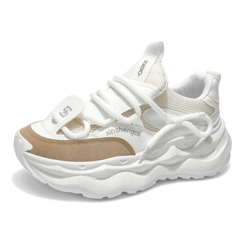 2024 new men comfortable outdoor comfort autumn Korean version of the trend thick sole leisure sports net men shoes Daddy shoes