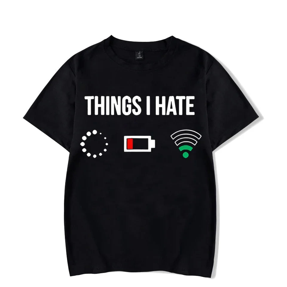 T Shirts for Men Vintage T-shirts Fashion Trend Men Camisas This I Hate Printed T-shirt Luminous Summer T-shirts Tops Camisetas