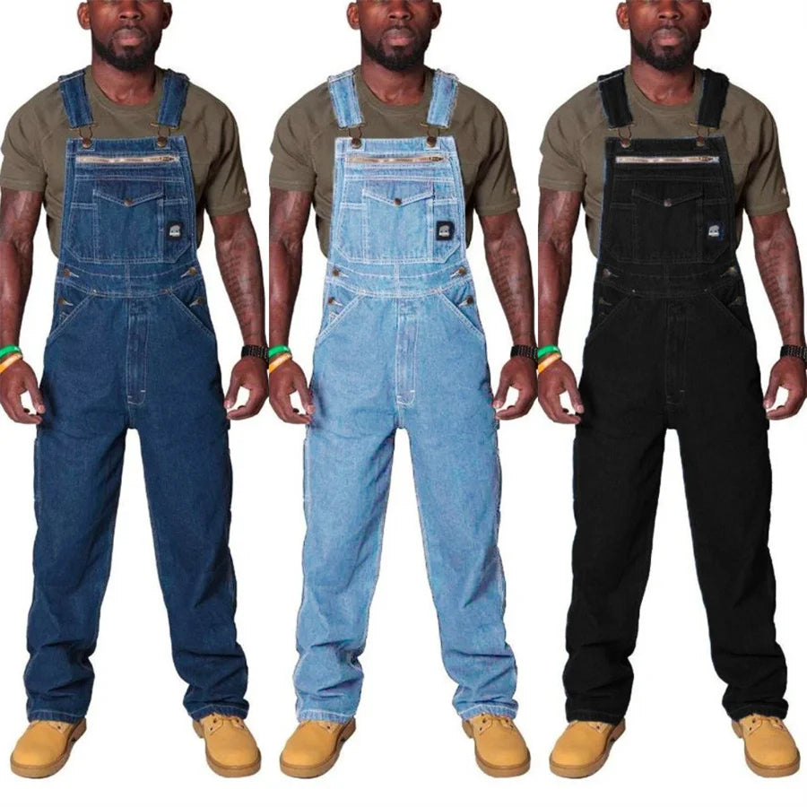Mens Jeans Cargo Trousers Overalls for Men Fashion Denim Jumpsuit Oversized Bib Pants Men's Clothing Straight Streetwear - Premium Kiosk