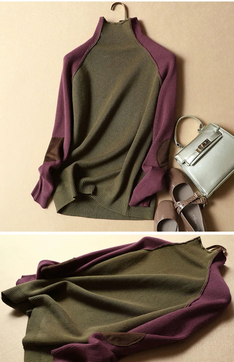 2025 New Sweater Women Half Turtleneck Thicken Pullover Knitted Sweaters Warm Knitwear Female Jumper Winter Casual Top