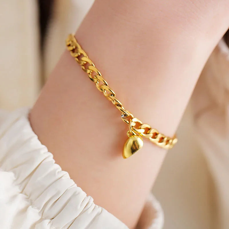 2Pcs/set Magnet Couple Bracelets Heart Attraction Bracelet Stainless Steel Charm Simple Cuban Chains Key Lock Jewelry Gifts