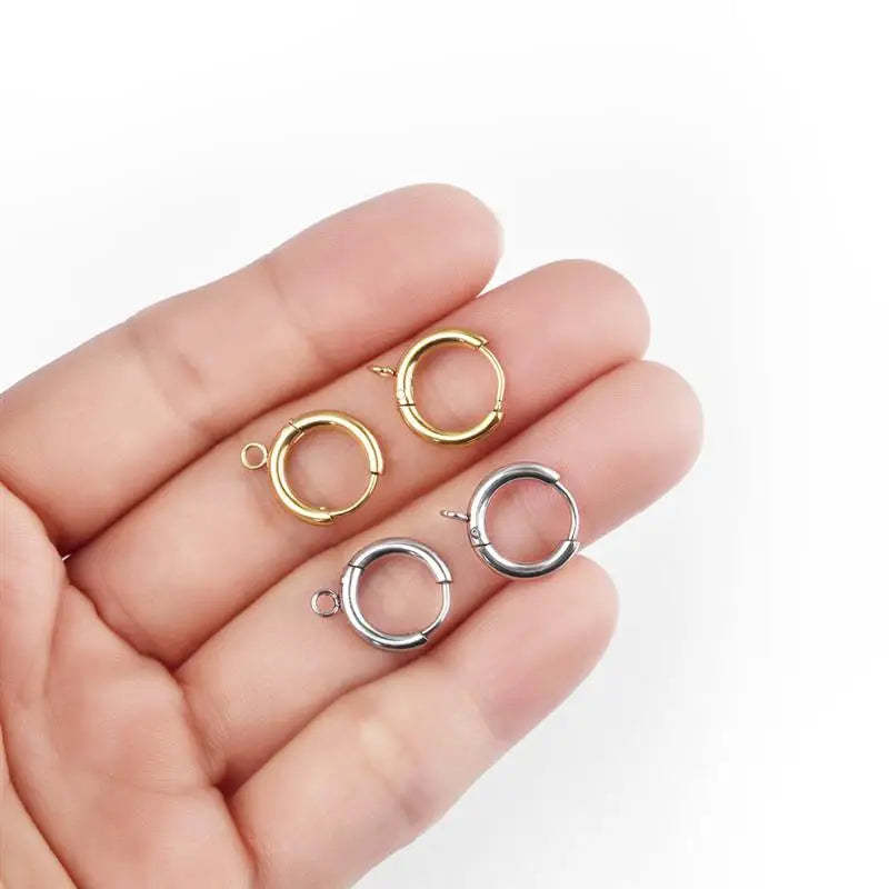 10pcs/lot Stainless Steel DIY Earrings Round Hoop Earring Clasps Fittings Base DIY Jewelry Earrings Making Supplies Finding