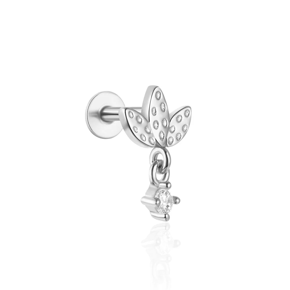 AIDE Heart Round Ball Flat Helix Piercing Earring 925 Sterling Silver Ear Studs Geometric Zircon Exquisite Trinket Studs Aretes