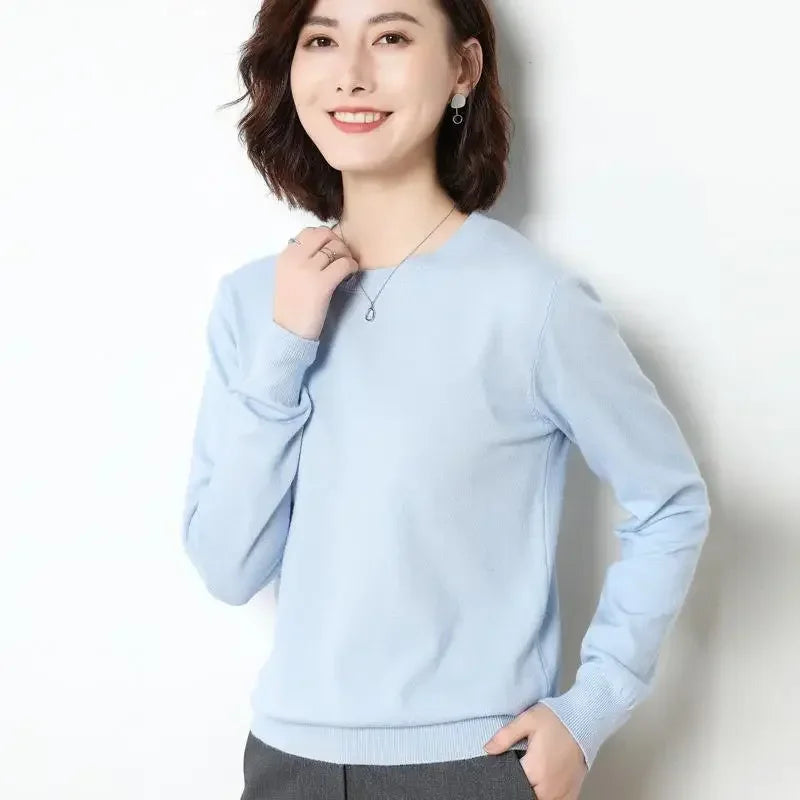 Women Sweaters 2024 O-neck Long Sleeve Autumn Winter Pullovers Fashion Korean Sweaters Bottoming Shirts Slim Knitwear Jumpers