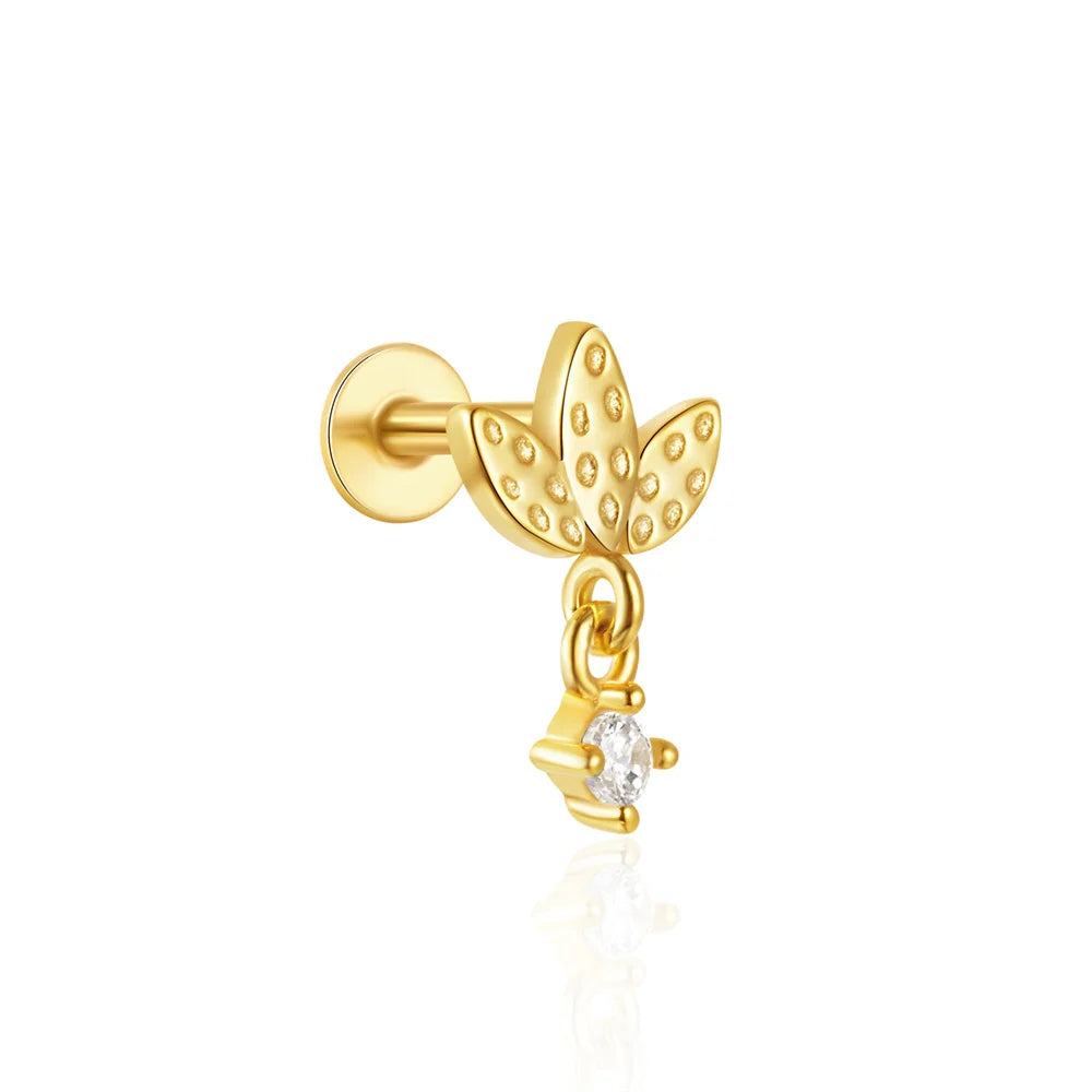 AIDE Heart Round Ball Flat Helix Piercing Earring 925 Sterling Silver Ear Studs Geometric Zircon Exquisite Trinket Studs Aretes