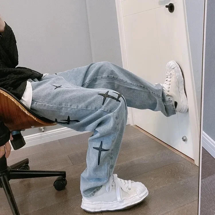 Jeans Men Wide Leg Cargo Pants Streetwear Baggy Men Korean Fashion Loose Straight Male Clothing Y2K Hip Hop Style Male Trousers - Premium Kiosk