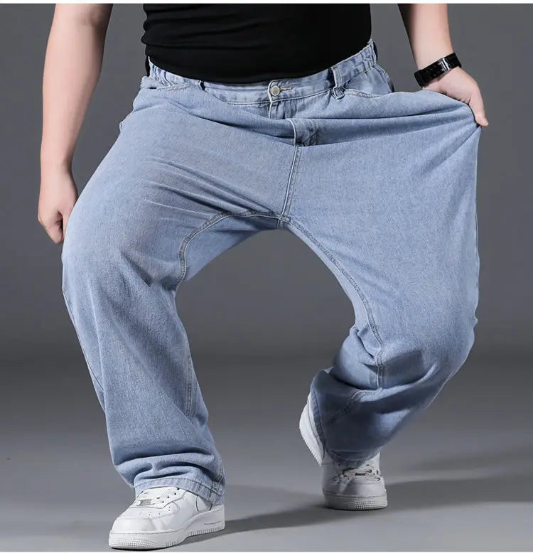10XL Oversize Wide Legs Jeans Men Soft Cotton Cargo Jeans Plus Size Baggy Men's Trousers Fashion Streetwear Working Jeans Man - Premium Kiosk
