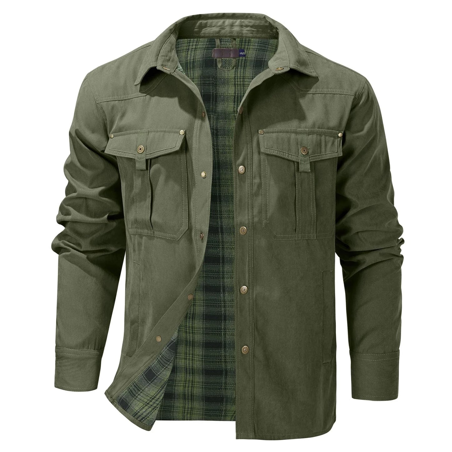 Casual Men's Jacket Men's Jackets Spring Flannel Lined Shirt Coat Men's Jackets Windproof Western Cowboy Casual Coat