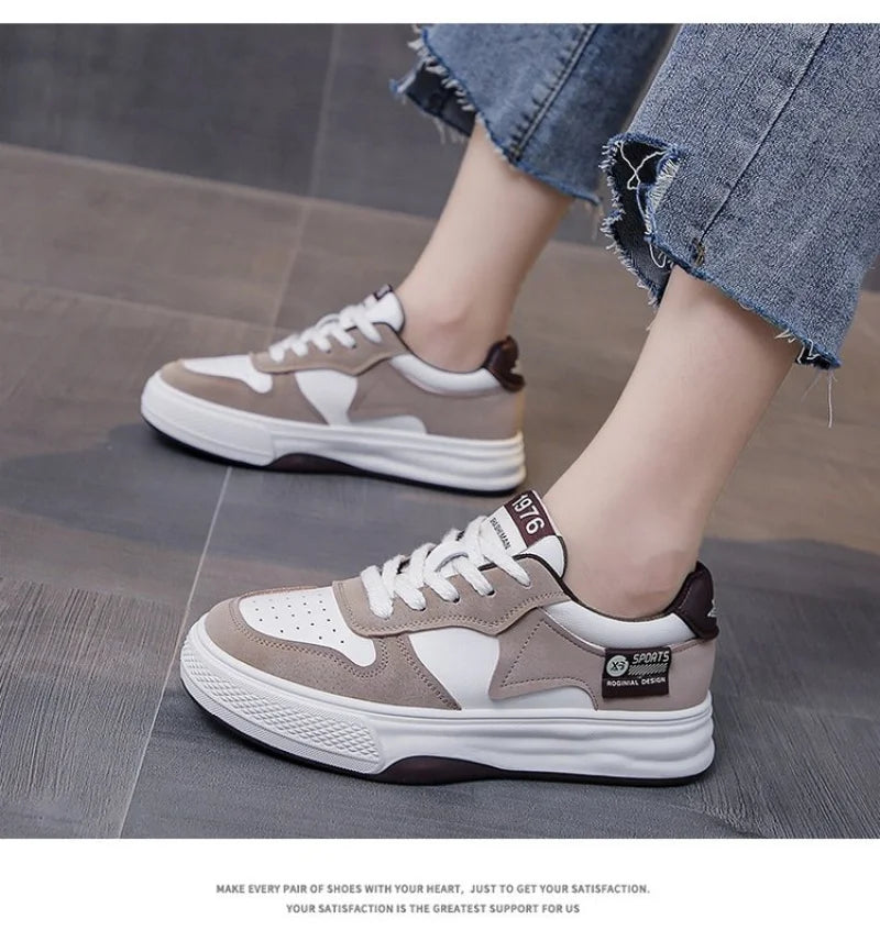 2025 New Black & White Geometric Low-Top Sneakers - Breathable Mesh Platform Shoes with Anti-Slip Sole