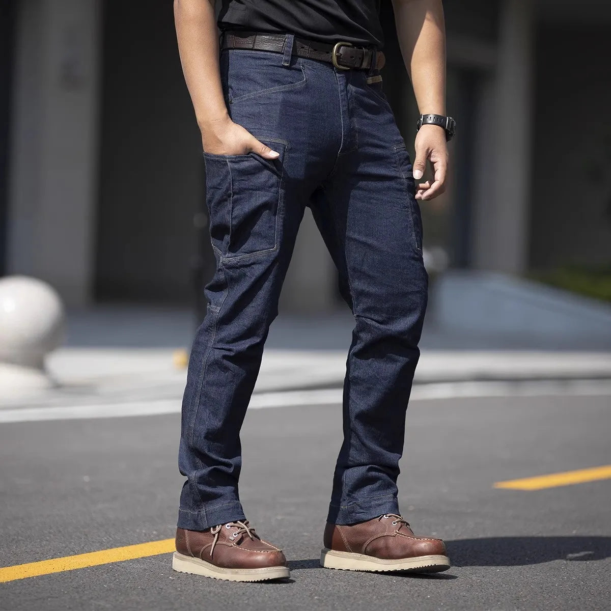 Men's Tactical Jeans Military Denim Cargo Pants Multi-pocket Elastic Casual Work Trousers Outdoor Combat Training Hiking Pants - Premium Kiosk