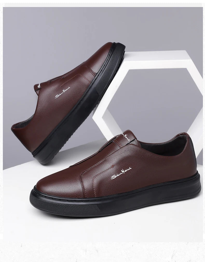 2025 Summer New Mens Loafers Trend Concise Casual Shoes Fashion Urban Leisure Leather Shoes Comfortable Convenient Board Shoes