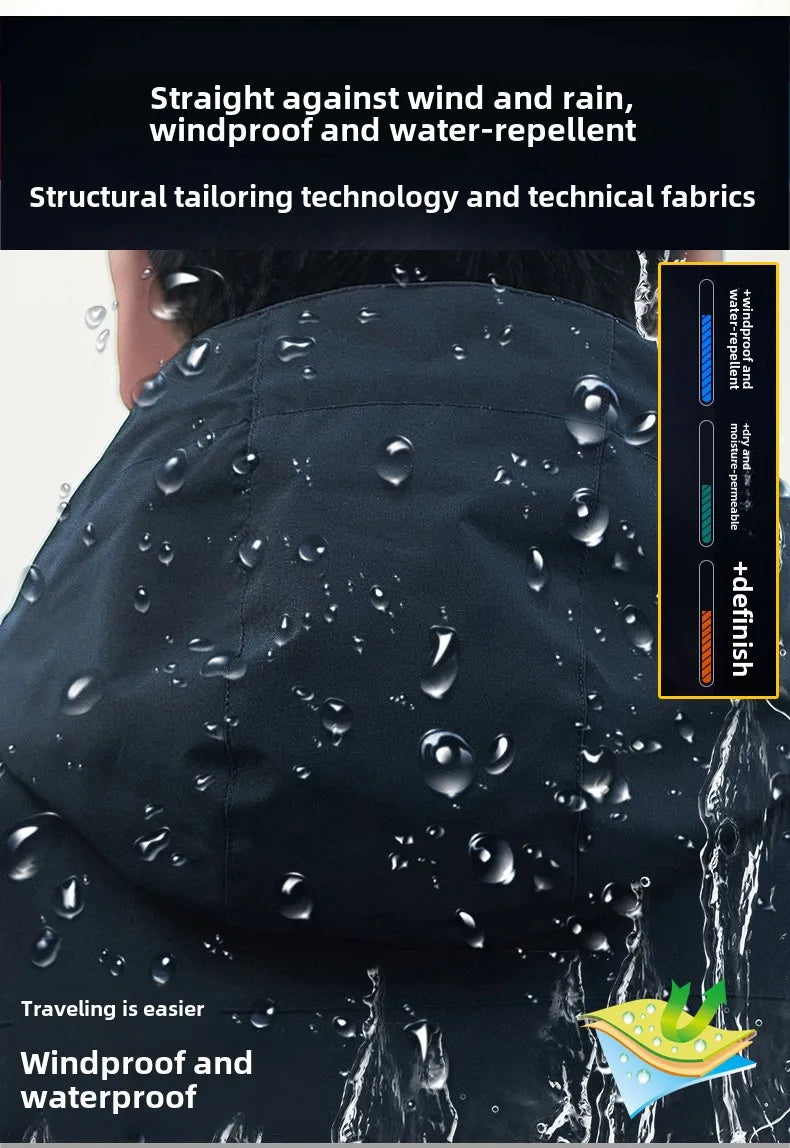 Jacket Men's 2025 Spring and Autumn Fashion Casual Waterproof Hooded Windbreaker Male Outdoor Camping Sports Solid Color Coat