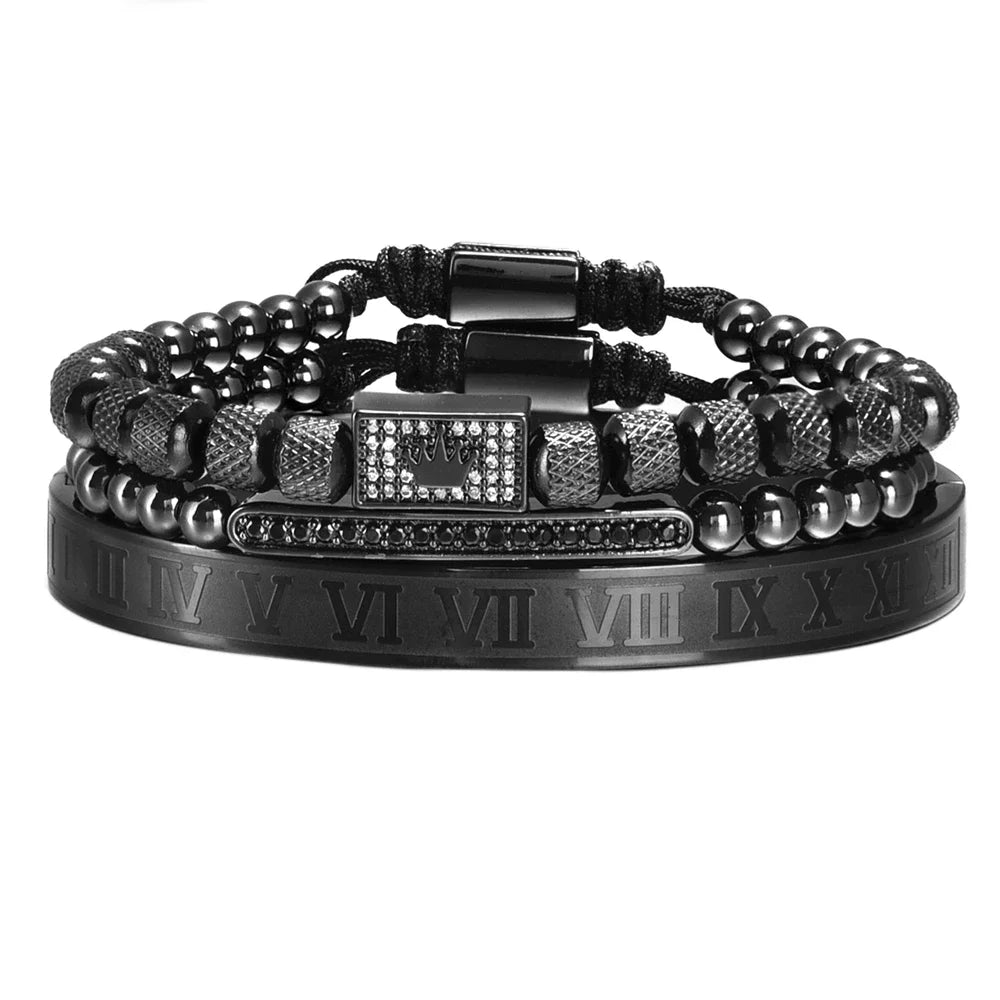 3pcs/set Luxury Set Trendy customized Bracelets wholesale Men Jewelry Bracelets