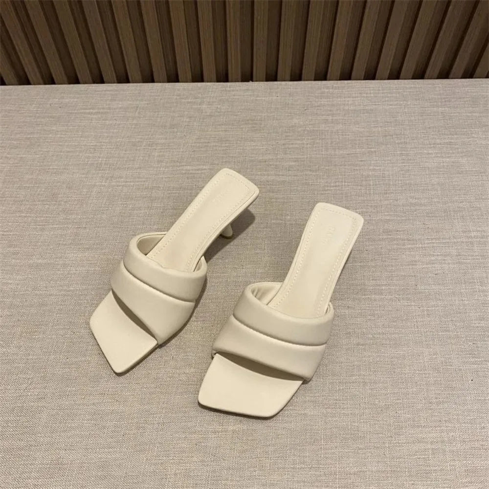 Women's Slippers 2025 New Women's Summer Fashion Open Toe Square Flip-Flops Women's High Heel Sandals for Women - Premium Kiosk