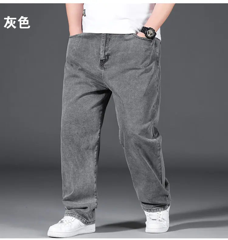 10XL Oversize Wide Legs Jeans Men Soft Cotton Cargo Jeans Plus Size Baggy Men's Trousers Fashion Streetwear Working Jeans Man - Premium Kiosk