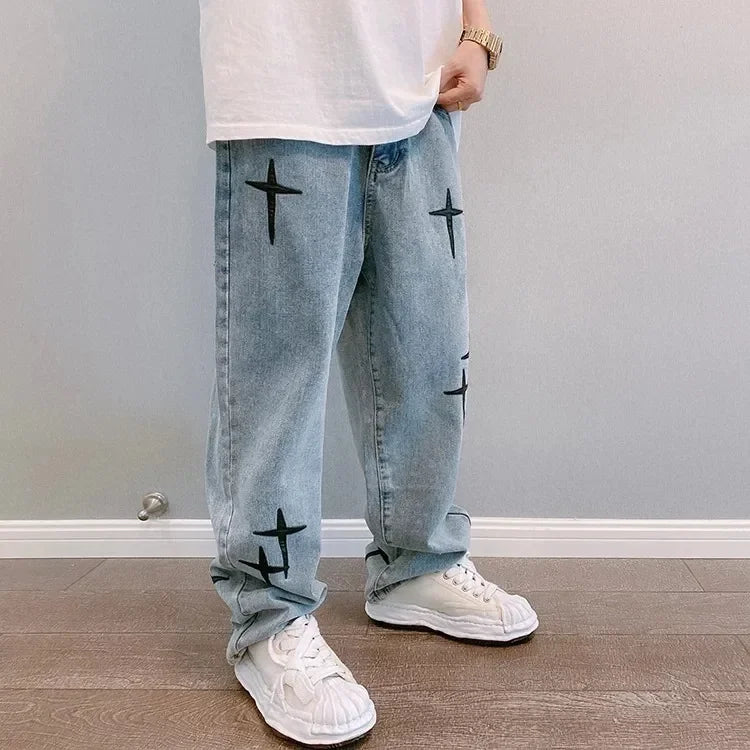Jeans Men Wide Leg Cargo Pants Streetwear Baggy Men Korean Fashion Loose Straight Male Clothing Y2K Hip Hop Style Male Trousers - Premium Kiosk