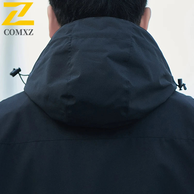 Jacket Men's 2025 Spring and Autumn Fashion Casual Waterproof Hooded Windbreaker Male Outdoor Camping Sports Solid Color Coat