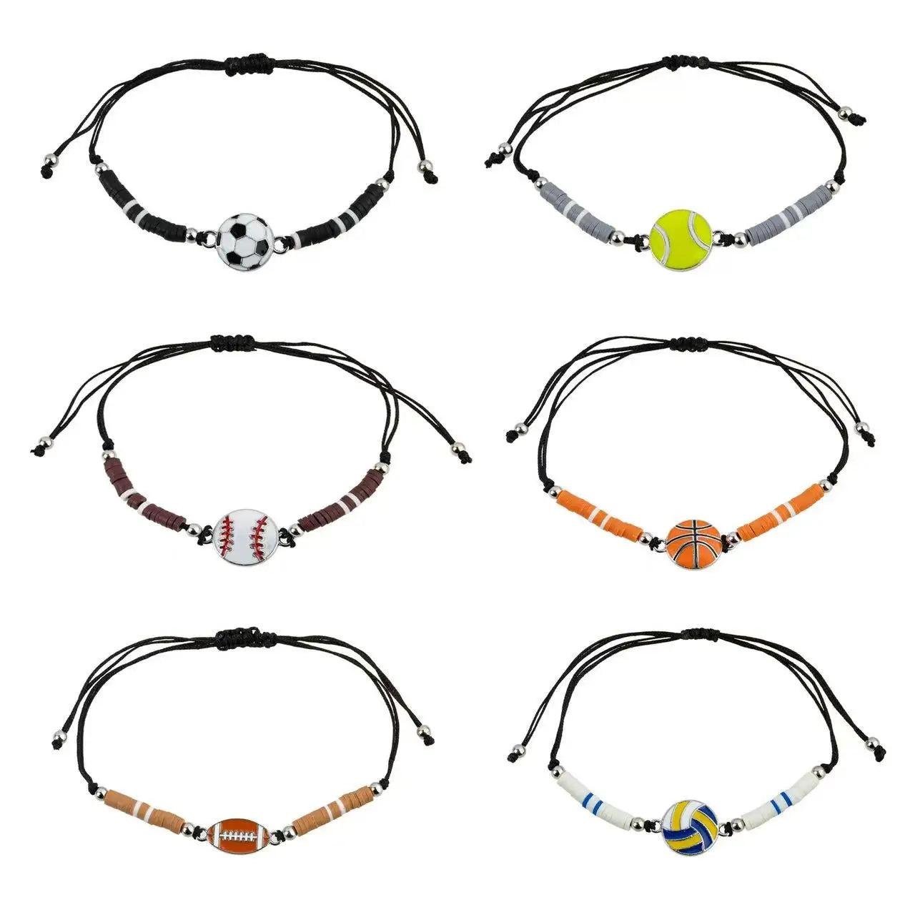 12 piece/set of personalized men's and women's bracelets for football, basketball, volleyball rugby and baseball Bracelet set