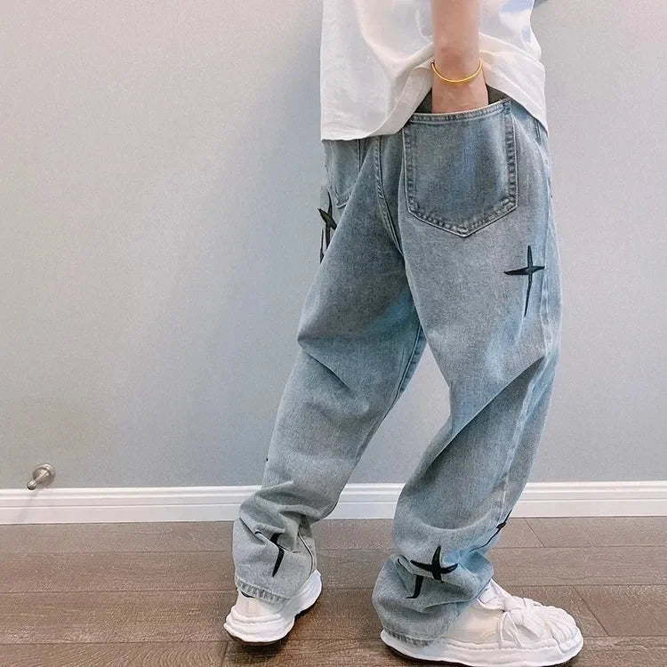 Jeans Men Wide Leg Cargo Pants Streetwear Baggy Men Korean Fashion Loose Straight Male Clothing Y2K Hip Hop Style Male Trousers - Premium Kiosk